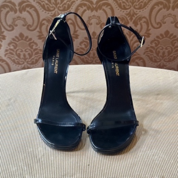 YSL - Saint Laurent - Jane Black Patent Leather Heeled Sandals - 40 - Picture 1 of 4